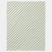 オリーブグリーンと白い5つのストライプパターン フリースブランケット (正面)