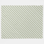 オリーブグリーンと白い5つのストライプパターン フリースブランケット (正面(横))