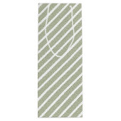 オリーブグリーンと白い5つのストライプパターン ワインギフトバッグ (裏面)