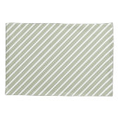 オリーブグリーンと白い5つのストライプパターン 枕カバー (裏面)