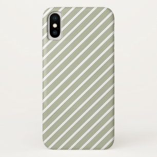 オリーブグリーンと白い5つのストライプパターン iPhone X ケース