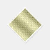 オリーブグリーンと白のストライプ柄パーティー紙 スタンダードカクテルナプキン (角)