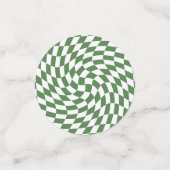 オリーブグリーンと白の反りパタ市松模様にーン コンフェッティ (スモール正面)