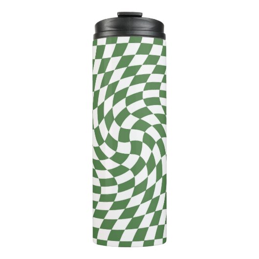 オリーブグリーンと白の反りパタ市松模様にーン タンブラー (正面)