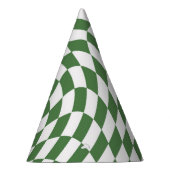 オリーブグリーンと白の反りパタ市松模様にーン パーティーハット (右)