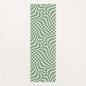 オリーブグリーンと白の反りパタ市松模様にーン ヨガマット (正面)