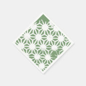 オリーブグリーンと白の幾何学模様 スタンダードカクテルナプキン (角)
