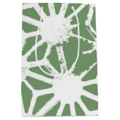 オリーブグリーンと白の幾何学模様 ミディアムペーパーバッグ (正面)