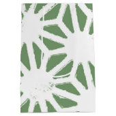 オリーブグリーンと白の幾何学模様 ミディアムペーパーバッグ (裏面)