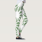 オリーブグリーンと白の幾何学模様 レギンス (右)