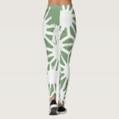 オリーブグリーンと白の幾何学模様 レギンス (裏面)