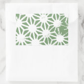 オリーブグリーンと白の幾何学模様 長方形シール (バッグ)