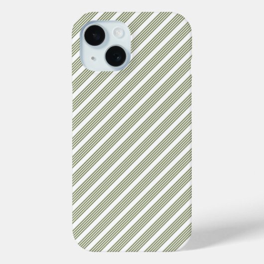 オリーブグリーンと白の5本ストライプ柄 Case-Mate iPhoneケース (裏面)