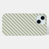 オリーブグリーンと白の5本ストライプ柄 Case-Mate iPhoneケース (裏面 (横))