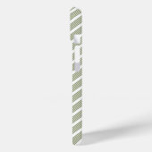オリーブグリーンと白の5本ストライプ柄 Case-Mate iPhoneケース (裏面 / 左)
