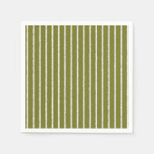 オリーブグリーンと白ストライプの線の太い線 スタンダードカクテルナプキン (正面)