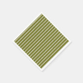 オリーブグリーンと白ストライプの線の太い線 スタンダードカクテルナプキン (角)