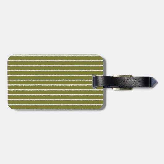 オリーブグリーンと白ストライプの線の太い線 ラゲッジタグ (裏面横)