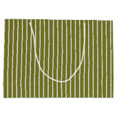 オリーブグリーンと白ストライプの線の太い線 ラージペーパーバッグ (裏面)