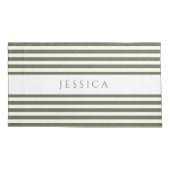 オリーブグリーンと白パタストライプのーン名ピローカ 枕カバー (裏面)