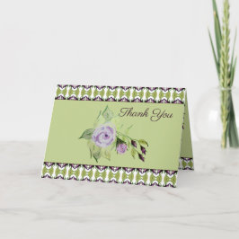 オリーブグリーンと紫のバラ カード