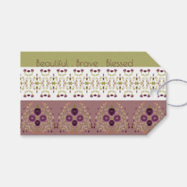 オリーブグリーンと紫 ギフトタグ