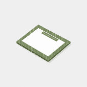 オリーブグリーンに白の水玉模様とテキスト ポストイット (アングル)