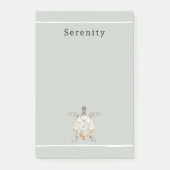 オリーブグリーンのウミガメ - 名前入れ済み ポストイット (正面)