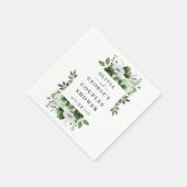 オリーブグリーンのエレガントなカントリー フラワーのカップルシャワー スタンダードカクテルナプキン (角)