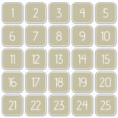 オリーブグリーンのカスタマイズ可能なスクエア数字ステッカー シール (正面)