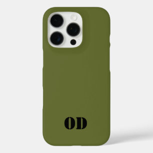 オリーブグリーンのカスタムモノグラム オリジナルデザイン iPhone 16 PROケース