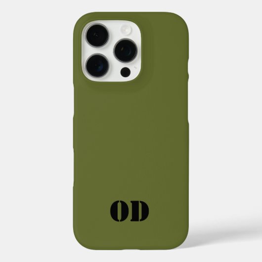 オリーブグリーンのカスタムモノグラム オリジナルデザイン Case-Mate iPhoneケース (裏面)