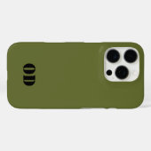 オリーブグリーンのカスタムモノグラム オリジナルデザイン Case-Mate iPhoneケース (裏面 (横))