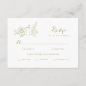 オリーブグリーンのカボチャとひまわりの秋の結婚式RSVP エンクロージャーカード (正面)
