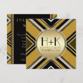 オリーブグリーンのゴールドアートデコダイニングパーティー招待状 招待状 (正面/裏面)