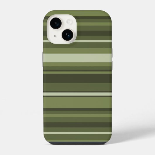 オリーブグリーンのストライプ  iPhoneケース (裏面)