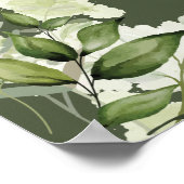 オリーブグリーンのストリングライト結婚フローラの歓迎 ポスター (角)