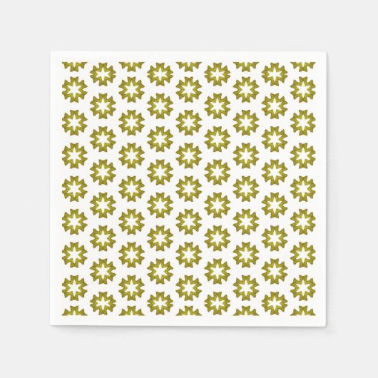 オリーブグリーンのパターン スタンダードカクテルナプキン (正面)