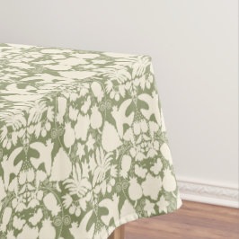 オリーブグリーンのフォークアート オトミ 対称柄 テーブルクロス