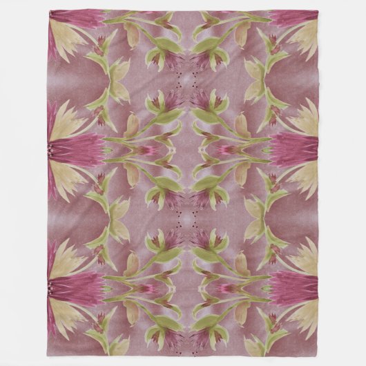 オリーブグリーンのブルゴーニュ フリースブランケット (正面)