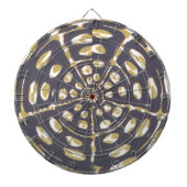 オリーブグリーンのポルカドット放射パターンアートプリント ダーツボード (正面)