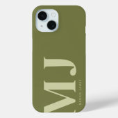 オリーブグリーンのミニマルなイニシャル Case-Mate iPhoneケース (裏面)