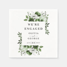 オリーブグリーンのモダンカントリー フラワエンゲージパーティー スタンダードカクテルナプキン