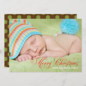 オリーブグリーンの写真クリスマス シーズンカード (正面/裏面)