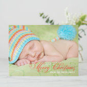 オリーブグリーンの写真クリスマス シーズンカード (スタンド正面)