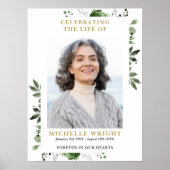 オリーブグリーンの写真 葬儀 生命の祝祭 看板 ポスター (正面)