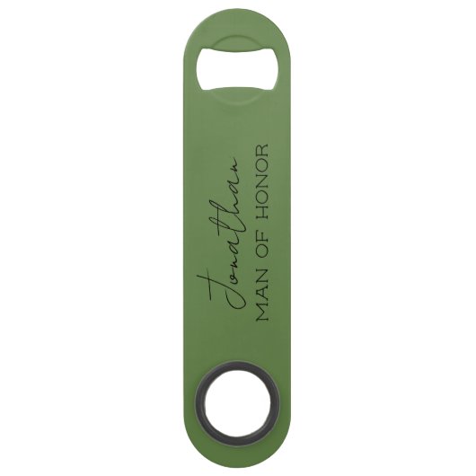 オリーブグリーンの名入れオブリゲーションギフト スピード栓抜き (正面)