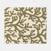 オリーブグリーンの審美的な液体の形状パタオーガニックー フリースブランケット (正面(横))