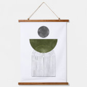 オリーブグリーンの幾何学模様 吊り下げ型タペストリー (正面)