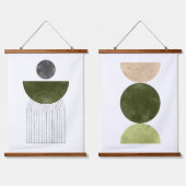 オリーブグリーンの幾何学模様 吊り下げ型タペストリー (ダブル)